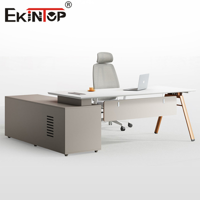 L-förmiger Computer-Schreibtisch Manager Büro-Schreibtisch Moderner Stil Akazienholz-Schreibtisch