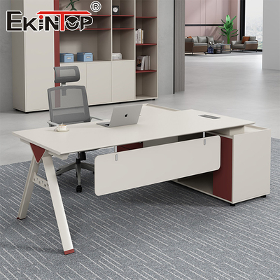 Minimalistischer Schreibtisch aus Akazienholz mit Lagerschrank und Metallbeinen