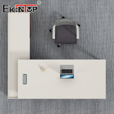 Minimalistischer Schreibtisch aus Akazienholz mit Lagerschrank und Metallbeinen