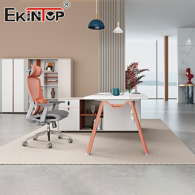 Moderne Art MDF Material L-Form Akazienholz Schreibtisch Executive Büro Schreibtisch