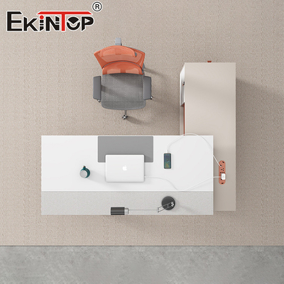 Moderne Art MDF Material L-Form Akazienholz Schreibtisch Executive Büro Schreibtisch