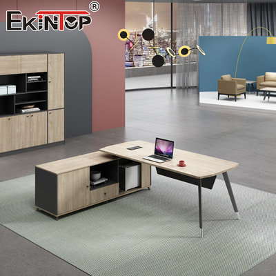 Walnuss Bürotisch im modernen Stil Executive Desk mit Schubladen Erweiterbare Funktion