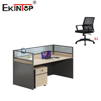 Holz-Büro-Schreibtisch mit Trennwand