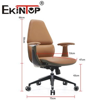Drehbare ergonomische Bürostühle Lederklubstühle mit verstellbarer Armlehne