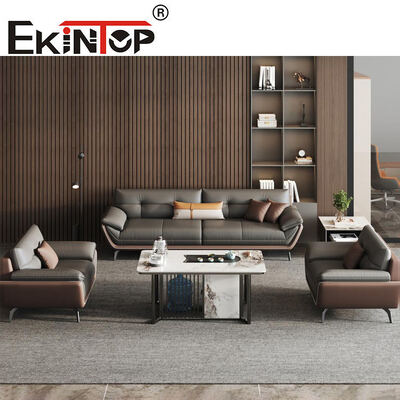 Ekintop Holz-Sofa-Set, modernes Executive-Design, italienischer Stil, Büromöbel, Leder-Sofa-Set