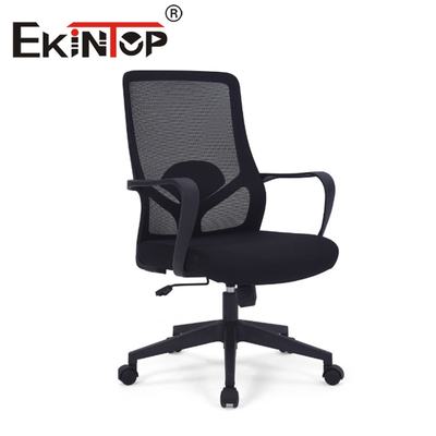 Schwarzer ergonomischer Ekintop-Stuhl mit Mesh-Sitz, drehbarer Mesh-Mid-Back-Office-Stuhl