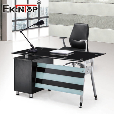 Moderner Manager-Tempered Glass Computer-Schreibtisch-L-förmiger Büro-Möbel-Großhandel