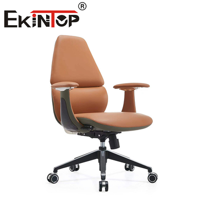 Drehbare ergonomische Bürostühle Lederklubstühle mit verstellbarer Armlehne